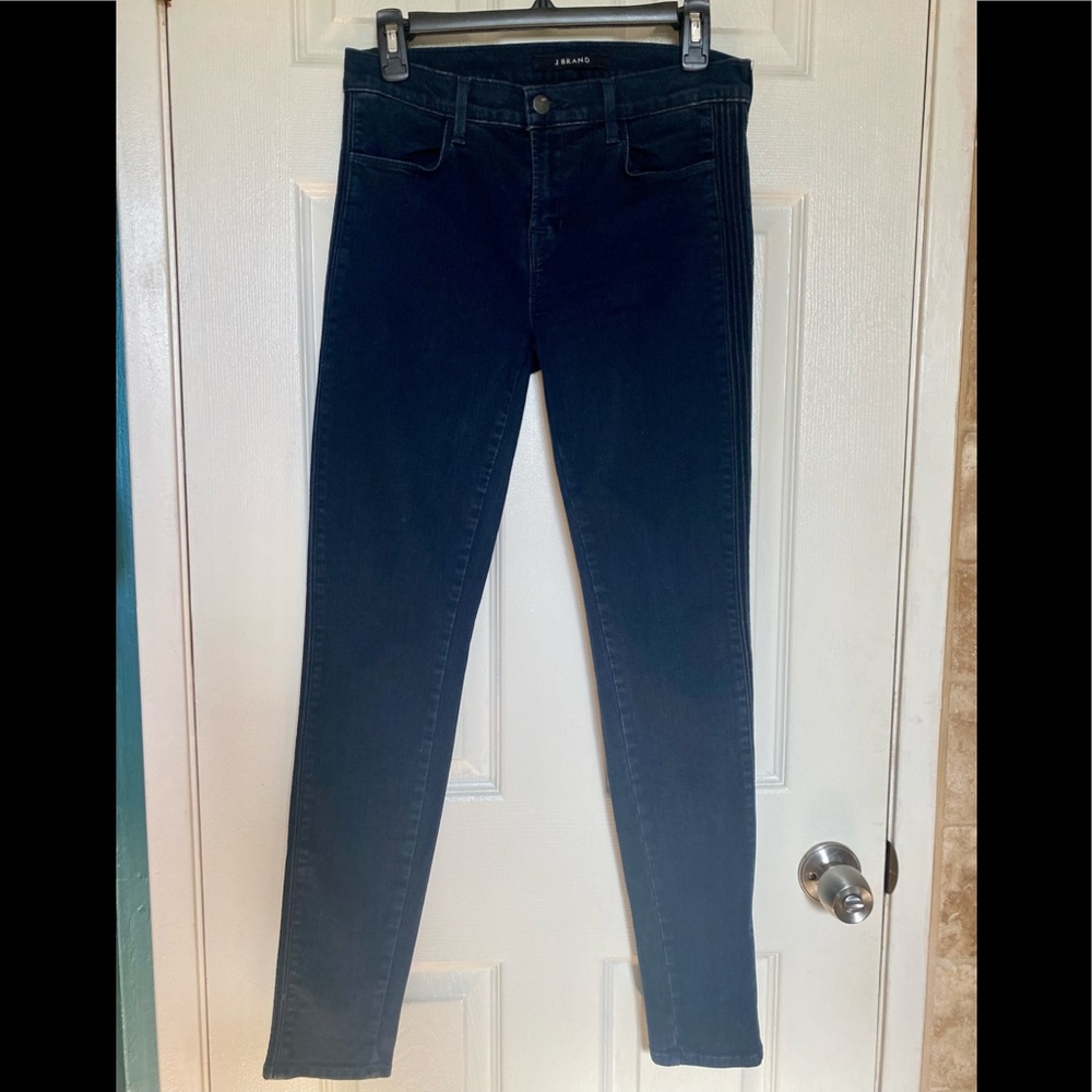 J Brand Grace Corded Stripe Midrise Jeans In Bluebird Dark Wash Skinny Size 29